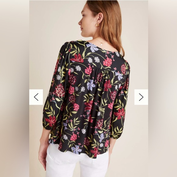 Anthropologie Dolan Top XS Babydoll Floral Blouse Colorful Whimsygoth Fairy - Picture 2 of 12